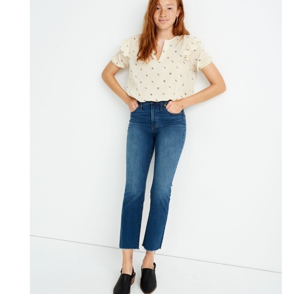 Madewell Cali Demi-Boot Jeans Preston Wash High Rise Raw Hem Size 27 L3922